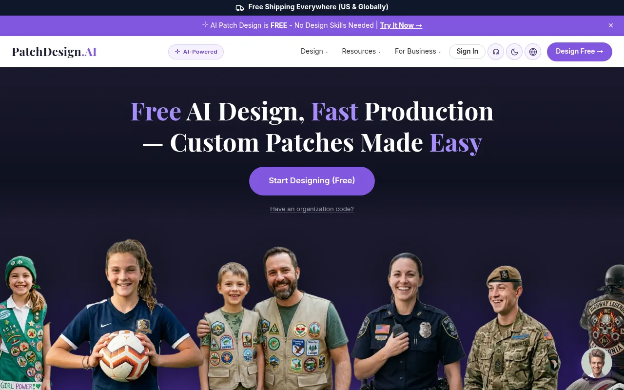 The PatchDesign.AI homepage